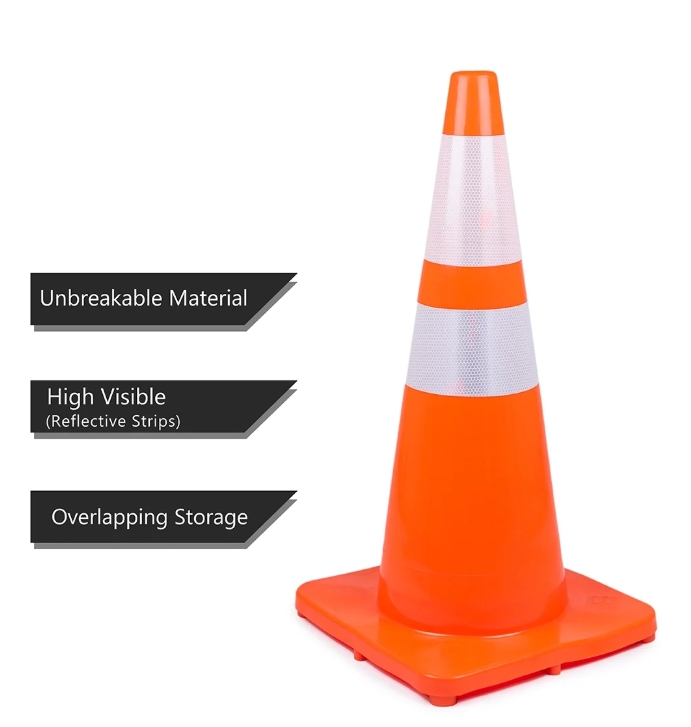 [SC-002] Soft PVC Road Safety Barricade Cone with Top Ring (Unbreakable) 28"